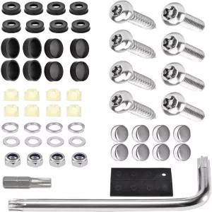 Qurbuns 54 PCS 방지 번호판 나사 스테인리스 스틸 볼트 패스너 키트 전방 후방 차량 태그 마운트용 방청