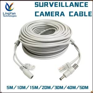 PoE  DC 전원 연장 케이블 5-50M Cat5e CCA IP 카메라 CCTV NVR 시스템용 실외 공급 코드 플매트 카펫 러그