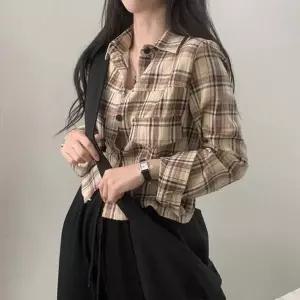 [하프클럽/]체크 패턴 여성 셔츠 캐주얼 4컬러