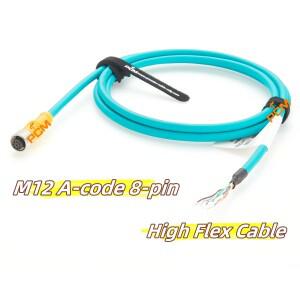 M12 A형 연결 케이블 방수 IP67 8핀 A 코드 센서 IO 전원 Cognex Vision용 라인이  암 항공 플매트 카펫 러