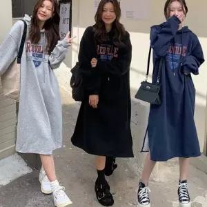 [하프클럽/]기모 후드 원피스 여자 캐주얼 드레스 트임