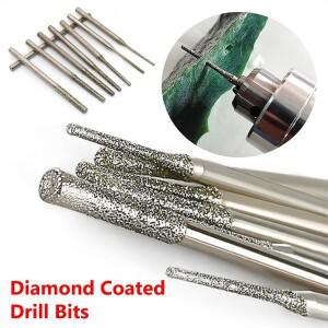 10Pcs 0.8-2.5mm 다이아몬드 코팅 드릴 비트 2.35mm 생크 실버 폴리싱 헤드 유리 목공 용 그라인딩 버