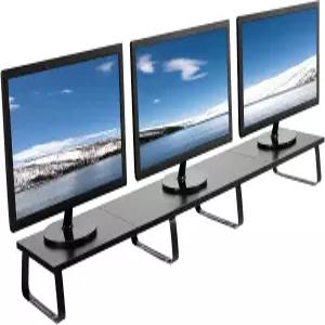 VIVO 55인치 엑스트라 롱 모니터 스탠드 우드 앤 스틸 데스크톱 라이저 멀티 스크린 TV 키보드 노트북