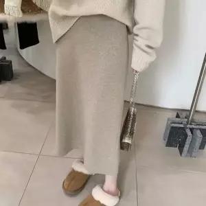 [하프클럽/]롱 스커트 도톰한 울니트 겨울 스키니
