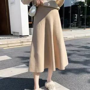 [하프클럽/]여성 A라인 롱 니트 스커트 플레어핏 겨울 가을 데일리