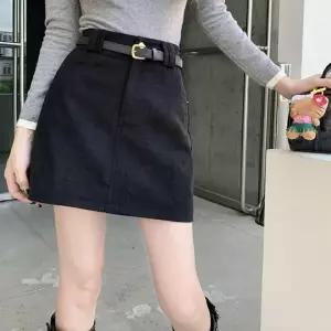 [하프클럽/]스웨이드 A라인 치마 코듀로이 짧은 가을 스커트 벨트 세트