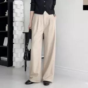 [하프클럽/]세미 와이드 코튼팬츠 여자 핀턱