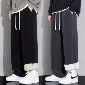 [하프클럽/]팬츠 와이드 기모 밴딩 두꺼운 바지