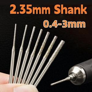 다이아몬드 드릴 비트 2.35mm 생크 A 바늘 울트라 롱 구멍 톱 펀칭 금속 옥 확대
