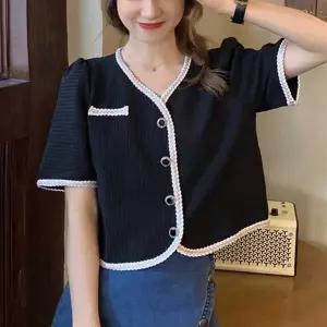 여성 크롭 가디건 배색라인 브이넥 데이트룩 하객 사무실 카디건 겨울 니트볼레로 숏가디건 교복 아가일 여