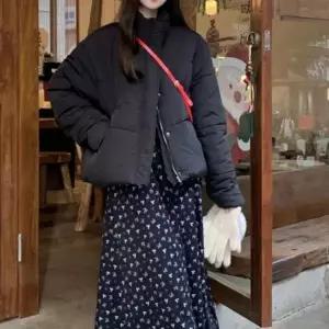 [하프클럽/]무광 숏패딩 반하이넥 이중잠금