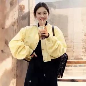 [하프클럽/]여자 오버핏 크롭 항공점퍼 블루종 간절기 아우터 자켓