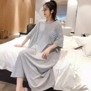 [하프클럽/]실내복 홈웨어 반팔 오버핏 체형커버 원피스 옆트임