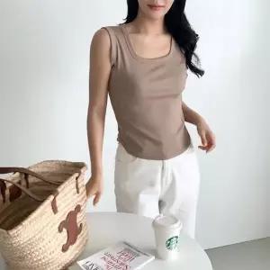 [하프클럽/]여성 민소매 슬림핏 골지 나시티 스퀘어넥 여름
