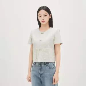 백화점 로엠 금속장식 칼라리스 반팔자켓 RMJKG25R14