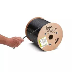 trueCABLE RG6 듀얼 쉴드 동축 500피트 블랙 라이저 정격 CMR/CATVR/CL2 베어 구리 도체 케이블 3GHz 스윕