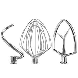 키친에이드 7쿼트 틸트 부속품 포함 볼용 KitchenAid 후크 와이어 스틸 스탠드 믹서 스테인리스 믹서용 플랫 20개의 거품기 비터 3피스 반죽 헤드