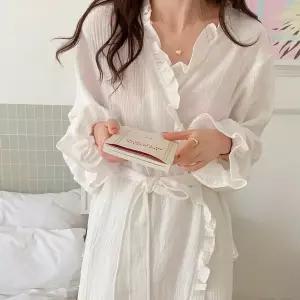말랑쉬 셔링 거즈면 화이트 로브가운 목욕 골프 샤워 데이선물 여친 수면 잠옷 라운지 여성 호텔