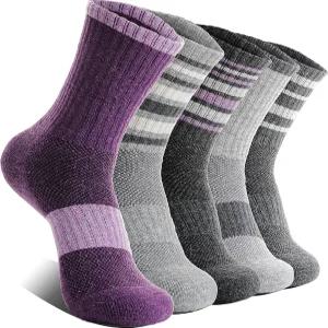 EBMORE 5켤레 여성 메리노 울 등산 양말 보온 따뜻한 겨울 부츠 크루 쿠션 작업 선물