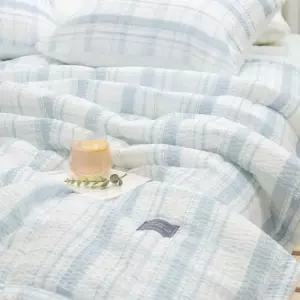 체크 여름 이불 Q 블루 단품 시어서커 시원한 침구 여름이불