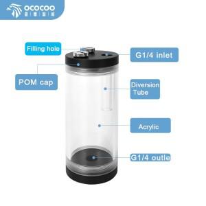 PC 수냉 워터 탱크 아크릴 물 저장소 원통형 OD 60mm DIY G1/4 나사 검정색 캡 포함