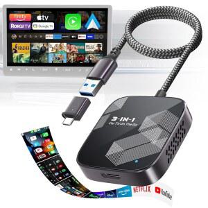 IN 무선 CARPLAY 어댑터 2026 안드로이드 HDMI 자동 컨버터 스틱용 입력 블랙 스크린 TV 미러링 금속 케이스 넷플릭스 자동차 자동차에 2016년 스트리밍 유리 유튜브용 플레이 이상 적합 파이어