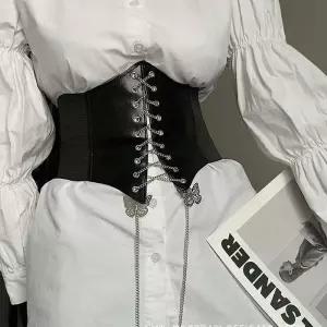 [룽스_62]벨트 허리 포인트 쥬얼리 밴딩 여성벨트 바디