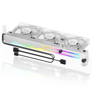 ASIAHORSE ARGB 5V 3핀 LED 80MM 화이트 RGB 쿨러 홀더 설치 쿨러 3개가 그래픽 GPU 쉬운 있는 카드