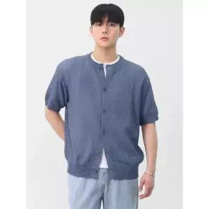 [하프클럽/빌리버스]빌리버스 남자 라운드넥 반팔 니트 가디건 BOP146