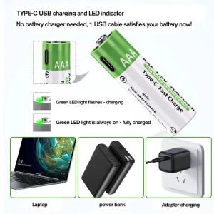 LIKEKALA 리튬 이온 AAA 충전지 Type-C 3000mAh 1.5V + 데이터 케이블 및 보관함