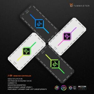 TUMMASTER 5V 3핀 ARGB 팬 허브 마그네틱 접착식 리모컨 컴퓨터 PWM 컨트롤러 (PC 케이스 DIY 액세서리용)