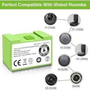 iRobot Roomba e 및 i 시리즈 i7+ 7150 액세서리 14.4V용 5000mAh 배터리 교체