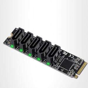 M.2 NVME PCI-E X4 X8 X16-6 포트 3.0 SATA 어댑터 카드 라이저 III ASM1166 6 GB/S 섀시 서버 컴퓨터 확