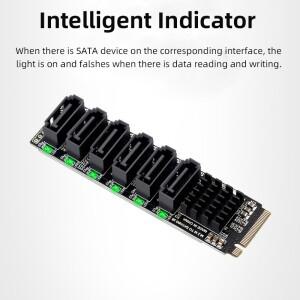 M.2 NVME PCI-E X4 X8 X16-6 포트 3.0 SATA 어댑터 카드 라이저 III ASM1166 6GB/S 섀시 서버 컴퓨터 확장