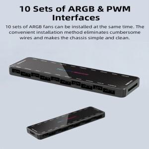 TEUCER ARGB 컨트롤러 1 ~ 4핀 PWM 냉각 팬 허브 Sata 전원 자기 흡입 PC 케이스용 주소 지정 가능 분배기