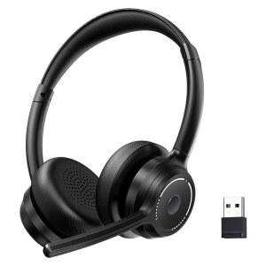 GIXXTED 2026 업그레이드 작업용 마이크가 있는 헤드셋 무선 USB 컴퓨터 음소거가 노이즈 적합 헤드폰 블루투스 팀에 캔슬링 동글 마이크 PC