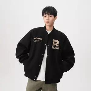EAMT 남성 빈티지 레터링 자수 재킷 남녀 봄 야구복 오버핏 커플 상의 트렌드 YJ1