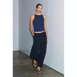 ZARA 자라 ZW 컬렉션 헤링본 스트럭처 팬츠 - 네이비 4001934