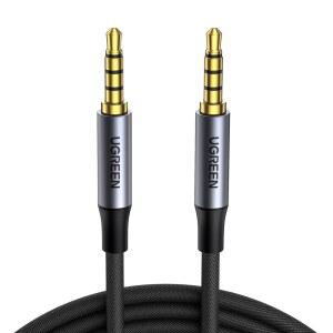 UGREEN 5MM 오디오 케이블 브레이드 4극 휴대폰 스테레오 TRRS 9M 태블릿 스피커 AUX 코드 하이파이 스테레오 헤드폰 자동차 3피트 차폐 삼성