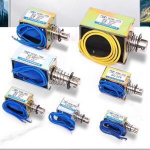 HCNE1-0520 DC 12V 24V 자기 솔레노이드 푸시 풀 오픈 프레임 전자석  10mm 유지력 700g
