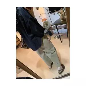 EAMT 여자 무지데님 셔츠 순정 데님 긴팔 빈티지 라운드 캐주얼 톱 EUNG1