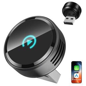 VISOUD 울트라 미니 원형 무선 CARPLAY USB 디자인 안드로이드용 벤트 5S IOS 합금 고속 자동 알루미늄 어댑터 IN 포함 재연결 포트 안드로이드