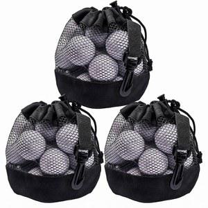 드로우스트링이 있는 KyerWK 3PCS 골프공 가방, 골프공용 나일론 메시 백, 대부분의 야외 보관을 위한 디자인