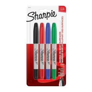 SHARPIE 32174PP 트윈 영구 마커 미세 4개입 다양한 초미세 색상