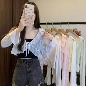 청순 레이스 플라워 숏 가디건 카디건 여름 여성 여자 여행