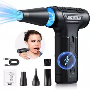 DOWYLIK 압축 공기 더스터 220000RPM 강력 LED가 장착된 컴퓨터용 브러시리스 캔 자동차 키보드용 3단 속도