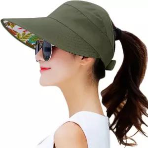 여성용 HINDAWI 선햇 와이드 브림 자외선 차단 여름 해변 팩 가능 바이저