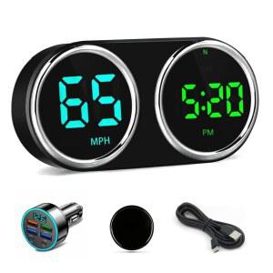 MPH KMH가 있는 차량용 GPS 헤드업 케이블 속도계 USB 디지털 트럭 고속 디스플레이 자동차 자동차 골프 범용 SUV 모터 카트용 2M 충전기 HUD QC3 보트 대시보드 플레이 시계가 플러그 디스플레이