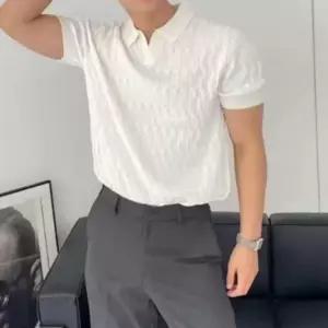 남성 여름 데일리 캐주얼 패턴 카라 반팔 니트 티셔츠