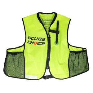 SCUBA CHOICE 포켓이 있는 스노클 재킷 메시 허리 네온 조끼 1CM 구강 52인치 76 옐로우 가능한 높은 사이즈 스노클링 가시성 조절 부력 30 조끼 132 공기 주입식 포켓